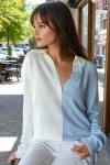 Bebe Mavi Polo Yaka Color Block Salaş Kazak BCBSK-25700-CCK1492