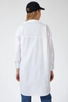 Beyaz Tek Cepli Maxi Tunik Boy  Gömlek BCBSK-25700-K6209