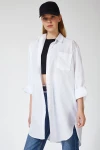 Beyaz Tek Cepli Maxi Tunik Boy  Gömlek BCBSK-25700-K6209