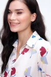 Beyaz Uzun Kol Desenli Gömlek BCBSK-25700-K5508