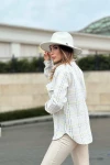 Beyaz Uzun Kollu Oversize Düğmeli Gömlek BCBSK-25700-3498