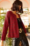 Bordo Bisiklet Yaka Desenli Ceket BCBSK-25700-H5047
