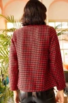 Bordo Bisiklet Yaka Desenli Ceket BCBSK-25700-H5047