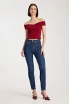 Bordo Düşük Omuz Çapraz Yaka Premium Sandy Bluz BCVS-252002