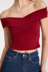 Bordo Düşük Omuz Çapraz Yaka Premium Sandy Bluz BCVS-252002