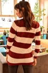 Bordo Modern Stil Desenli Kazak BCBSK-25700-K1006