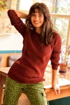 Bordo Modern Stil Kendinden Desenli Kazak BCBSK-25700-K1002