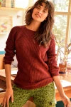 Bordo Modern Stil Kendinden Desenli Kazak BCBSK-25700-K1002