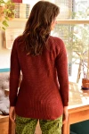 Bordo Modern Stil Kendinden Desenli Kazak BCBSK-25700-K1002