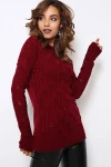 Bordo Rahat Kalıp Yumuşak Dokulu Triko Kazak BCBSK-25700-18KESKZ72132