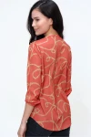 Bordo Yakası Yırtmaçlı Krep Bluz BCBSK-25700-2841