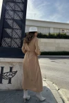 Camel Beli Lastikli Kruvaze Elbise BCBSK-25700-3431