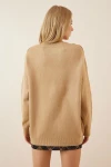 Camel V Yaka Oversıze Triko Kazak BCBSK-25700-K7281