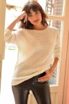 Ekru Bisiklet Yaka Modern Stil Kazak BCBSK-25700-E1008