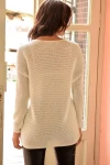 Ekru Bisiklet Yaka Modern Stil Kazak BCBSK-25700-E1008