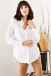 Ekru Oversize Dokuma Gömlek BCBSK-25700-K6014