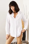 Ekru Oversize Dokuma Gömlek BCBSK-25700-K6014