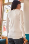 Ekru Yakası Çıtçıtlı Uzun Kol Kaşkorse Bluz BCBSK-25700-K5578