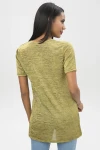 Fıstık Yeşil Yanları Yırtmaçlı V Yaka Tunik Bluz BCBSK-25650-2197