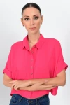 Fuşya Kısa Salaş Dokuma Gömlek CO-259363058