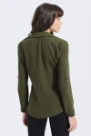 Haki Uzun Kollu Düğmeli Oversize Gömlek BCBSK-25700-2711