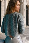 Haki V Yaka Kendinden Dokulu Raglan Kol Crop Kazak BCBSK-25700-3327
