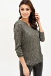Haki Yakası Yırtmaçlı Krep Bluz BCBSK-25700-2841
