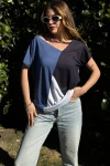İndigo Color Block Salaş T-Shirt BCBSK-25700-3207