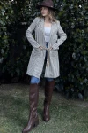 Kahve Çizgili Uzun Boyfriend Ceket BCBSK-25700-3272