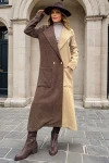 Kahve Kahvebej Kaşe Color Block Düğmeli Cepli Kaban BCBSK-25700-3320