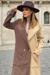 Kahve Kahvebej Kaşe Color Block Düğmeli Cepli Kaban BCBSK-25700-3320