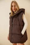 Kahve Kapüşonlu Şişme Yelek BCBSK-25700-K7262
