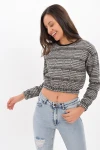Kazayağı Siyah Beli Ve Kolu Lastikli Uzun Kol Sweatshirt CO-259421769