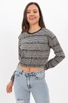 Kazayağı Siyah Beli Ve Kolu Lastikli Uzun Kol Sweatshirt CO-259421769