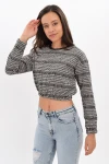 Kazayağı Siyah Beli Ve Kolu Lastikli Uzun Kol Sweatshirt CO-259421769