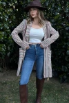 Kırmızı Çizgili Uzun Boyfriend Ceket BCBSK-25700-3272