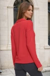 Kırmızı Polo Yaka Yumuşak Dokulu Bluz BCBSK-25700-2749