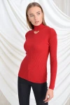 Kırmızı Yarım Balıkçı Uzun Kol Triko Bluz CO-259390250