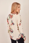 Krem Çiçekli Krep Gömlek BCBSK-25700-K4097