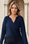 Lacivert Polo Yaka Yumuşak Dokulu Bluz BCBSK-25700-2749