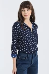 Lacivert Uzun Kollu Düğmeli Oversize Gömlek BCBSK-25700-2711