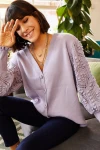 Lila Düğmeli Motifli Triko Hırka BCBSK-25700-K5596