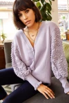 Lila Düğmeli Motifli Triko Hırka BCBSK-25700-K5596