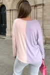 Lila V Yaka Color Block Bluz BCBSK-25700-3587