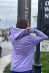 Lila Yumuşak Dokulu Kapüşonlu Bluz BCBSK-25700-3172