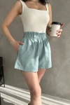 Mavi Rahat Kesim Beli Büzgülü Cepli Şort BCDF-233304