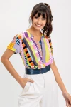 Mix V Yaka Desenli Bluz BCBSK-25700-H5030