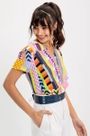 Mix V Yaka Desenli Bluz BCBSK-25700-H5030