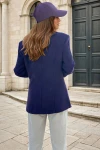 Mürdüm Kendinden Desenli Kaşe İçi Astarlı Tek Düğme Blazer Ceket BCBSK-25700-3449