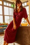Mürdüm Yumuşak Dokulu Salaş Elbise BCBSK-25700-K4052